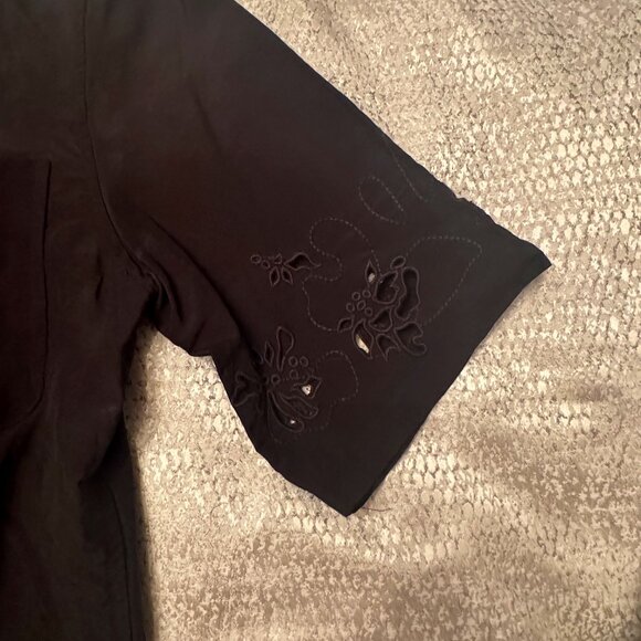 ZARA BLACK EMBROIDERED EYELET SHIRT LIMITED EDITION Sz Med - Picture 4 of 6